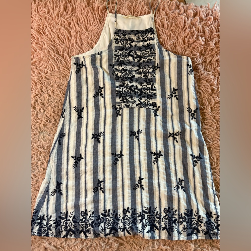 Miami Blue and White Embroidered Dress